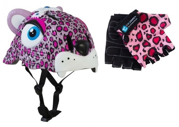 Шлем и перчатки Crazy Safety Pink Leopard (Розовый Леопард) 2017